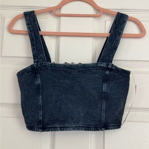 NWT Mono B Blue Fitted Crop Tank Top size small